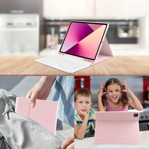 Funda Con Teclado Para iPad Air 13'' M4/m3/m2/pro 12.9 Rosa