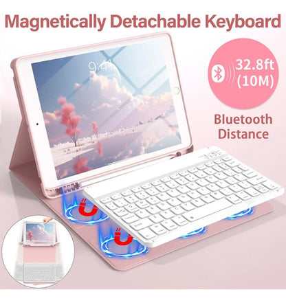 Funda Con Teclado Para iPad 9th/8th/7th Gen 10.2'' Rosa Rosa