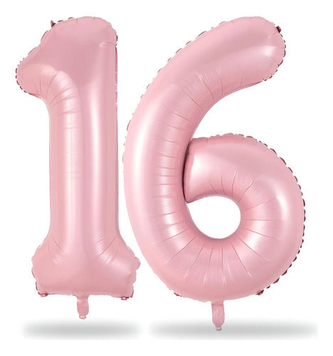 Globos Número 16 Rosa Pastel, 40 Pulgadas, Autoinflables,... Rosa Pálido