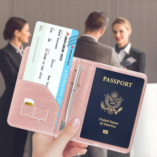 Acdream Rfid Blocking Passport Holder Travel Wallet, Rose... Dorado Oscuro
