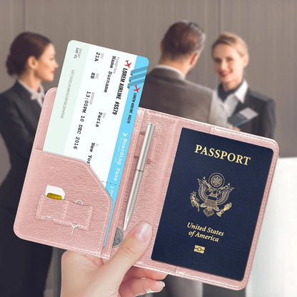 Acdream Rfid Blocking Passport Holder Travel Wallet, Rose... Dorado Oscuro