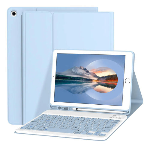 Funda Con Teclado Para iPad De 9.7 Pulgadas 2018/2017 6a/5a Azul Claro