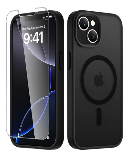 Funda Magnética Para iPhone 14/13 Con Protector Negro