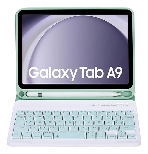 Funda Con Teclado Para Samsung Galaxy Tab A9 8.7 Verde