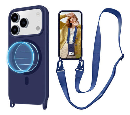 Funda Para iPhone 17 Pro Con Correa Ajustable Azul