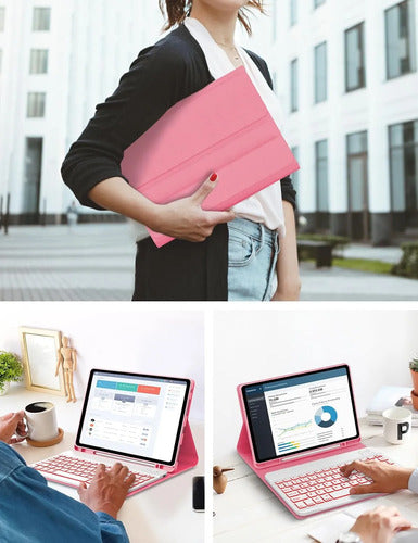 Funda Con Teclado Para Lenovo Tab M11 / K11 Lte 11 Pulgadas Rojo
