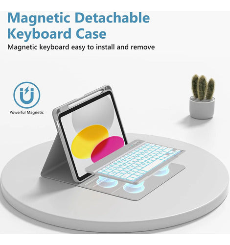 Funda Con Teclado Para iPad A16 11th 10th Gen Plateado