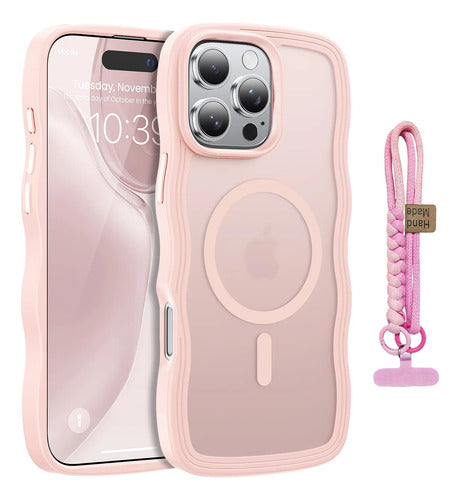 Funda Para iPhone 16 Pro Con Correa Rosa Lisa