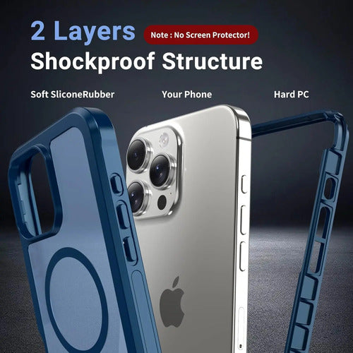 Funda Magnética Para iPhone 16 Pro Max Azul Oscuro