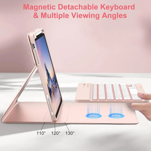 Funda Con Teclado Para iPad Air 11  Y Pro 11 M4 Rosa