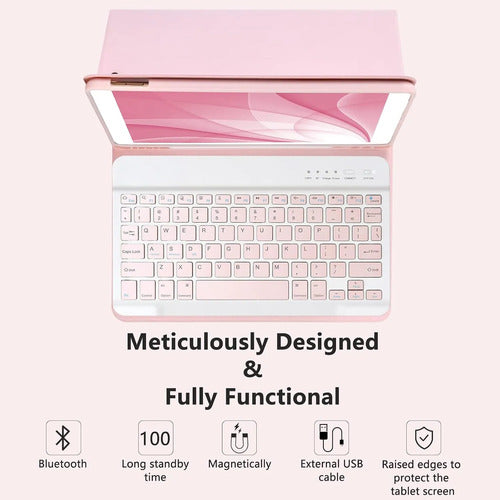 Funda Con Teclado Para iPad De 9a Generacion. Rosa