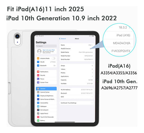 Funda Para iPad A16 Con Soporte Y Porta Lápiz Gris