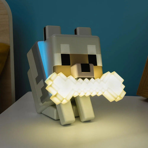 Lámpara Nocturna 3d Minecraft Wolf Globuddies De Paladone
