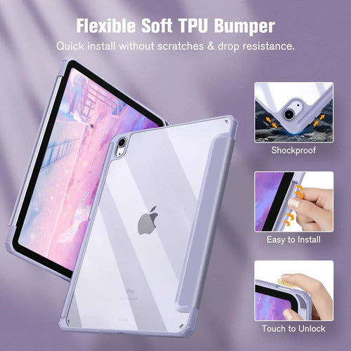 Funda Hybrid Slim Para iPad Air 11' M3/m2, 5ta/4ta. Lila