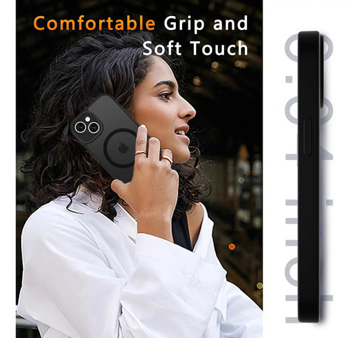 Funda Magnética Para iPhone 14/13 Con Protector Negro