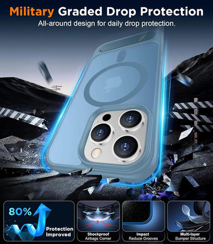Funda Magnética Temdan Para iPhone 16 Pro Max Con Soporte Azul Claro