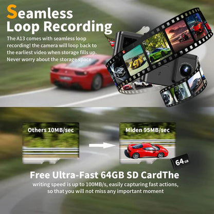 Cámara De Auto Dual 4k Con Wifi Y 64gb De Almacenamiento