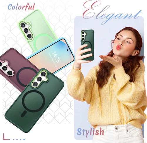 Funda Magnética Mate Para Samsung Galaxy S25+ Plus Verde Oscuro