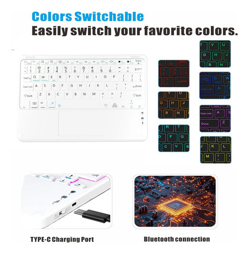 Funda Con Teclado Para Samsung Galaxy Tab S10 Lite/s10 Fe/s9 Violeta