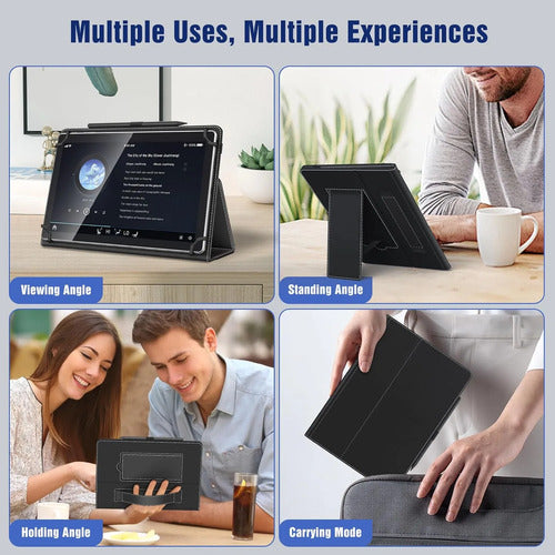 Funda Universal Para Tablet 10.1 Con Soporte Y Correa Negro