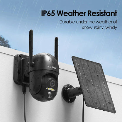 Sehmua Cámara De Vigilancia Solar Inalámbrica 2k Y 360 Gr... Negro