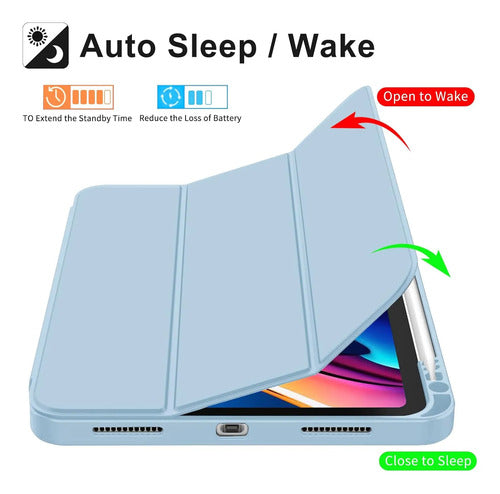 Funda Para iPad A16 / 11 Generacion Con Soporte Para Lápiz Azul Claro