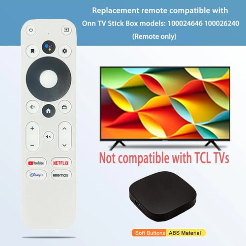 Control Remoto De Voz Para Onn Tv Fhd 4k Uhd Blanco