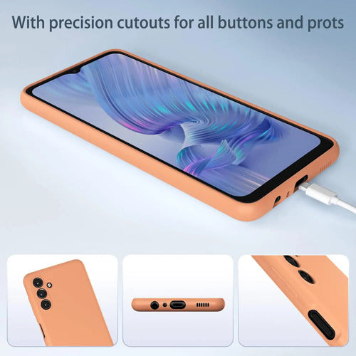 Funda Para Galaxy A13 5g, Silicona Líquida, Delgada, Suave Naranja