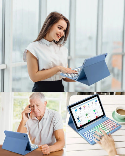 Funda Con Teclado Para Samsung Galaxy Tab A11+/a9. Azul