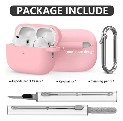 Funda De Silicona Para AirPods Pro 3 Con Kit Limpieza Rosa