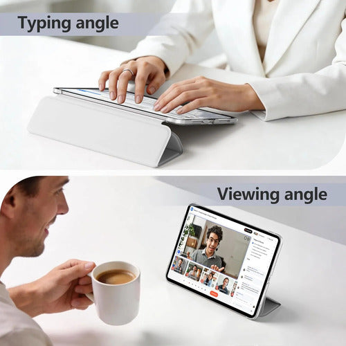 Funda iPad Pro Trasera Translúcida Con Soporte Tríptico Gris