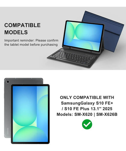 Funda Con Teclado Para Samsung Galaxy Tab S10 Fe+ Plus Azul Marino