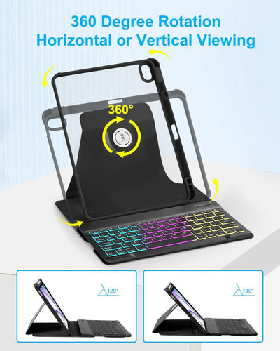 Funda Con Teclado Y Mouse Para iPad Air Negro