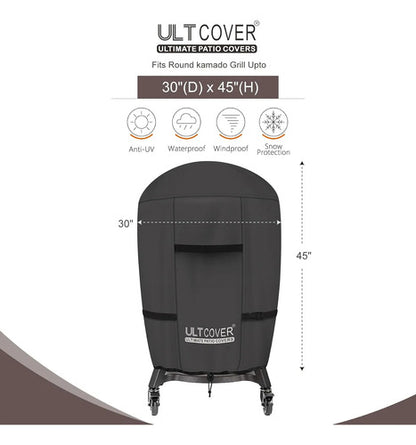 Funda Impermeable Para Parrilla Kamado De 18 A 30 Pulgadas Negro