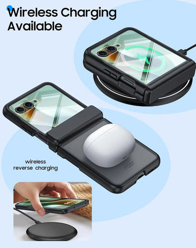Funda Motorola Razr Ultra 2025, Protector Pantalla Negro