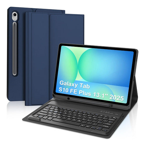 Funda Con Teclado Para Samsung Galaxy Tab S10 Fe+ Plus Azul Marino