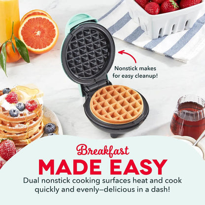 Mini Wafflera Compacto Eléctrico Antiadherente Aqua