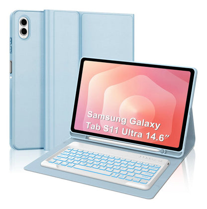 Estuche Con Teclado Para Samsung Galaxy Tab S11 Ultra Azul Claro