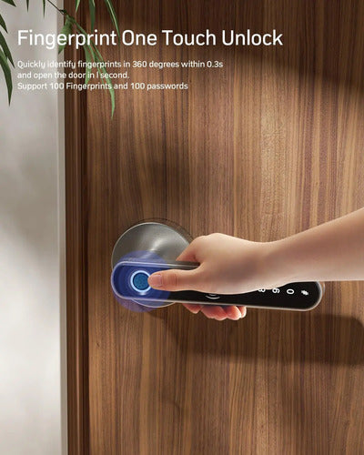 Cerradura Inteligente Tmezon T8 Con Huella Digital Y Llave Negro