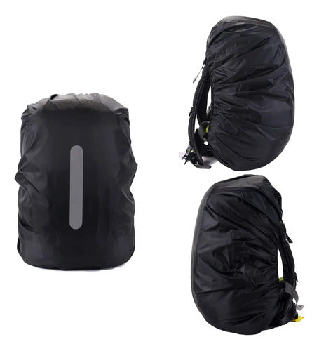 Dúo De Fundas Impermeables Reflectantes Para Mochila - Id... 1 Pieza Negro + 1 Pieza Verde Militar Talle