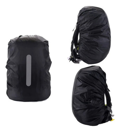 Dúo De Fundas Impermeables Reflectantes Para Mochila - Id... 1 Pieza Negro + 1 Pieza Verde Militar Talle