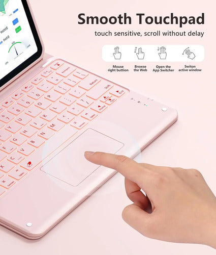 Funda Con Teclado Harvopu Para iPad Air & Pro Rosa