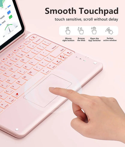 Funda Con Teclado Harvopu Para iPad Air & Pro Rosa
