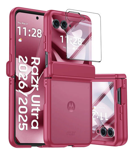 Funda Motorola Razr Ultra 2025, Protector Pantalla Rosa