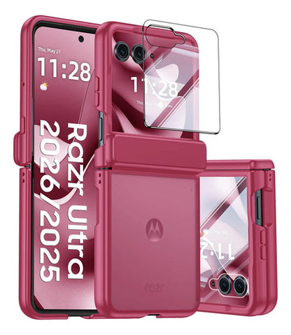 Funda Motorola Razr Ultra 2025, Protector Pantalla Rosa