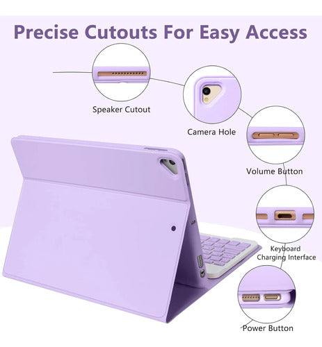 Funda Con Teclado Para iPad De 9a Generacion. Violeta