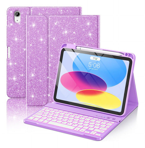 Funda Con Teclado Para iPad A16 11th 10th Gen Violeta