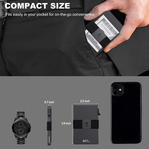 Cartera Semorid Minimalista Para Hombre Con Bloqueo Rfid Negro