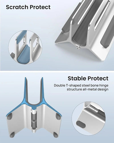Soporte Vertical Para Laptop Con Bloqueo Automático Plateado