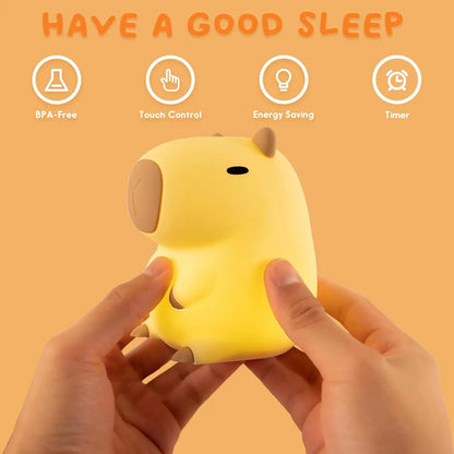 Lámpara De Noche Capybara, Luz De Silicona Recargable Marrón